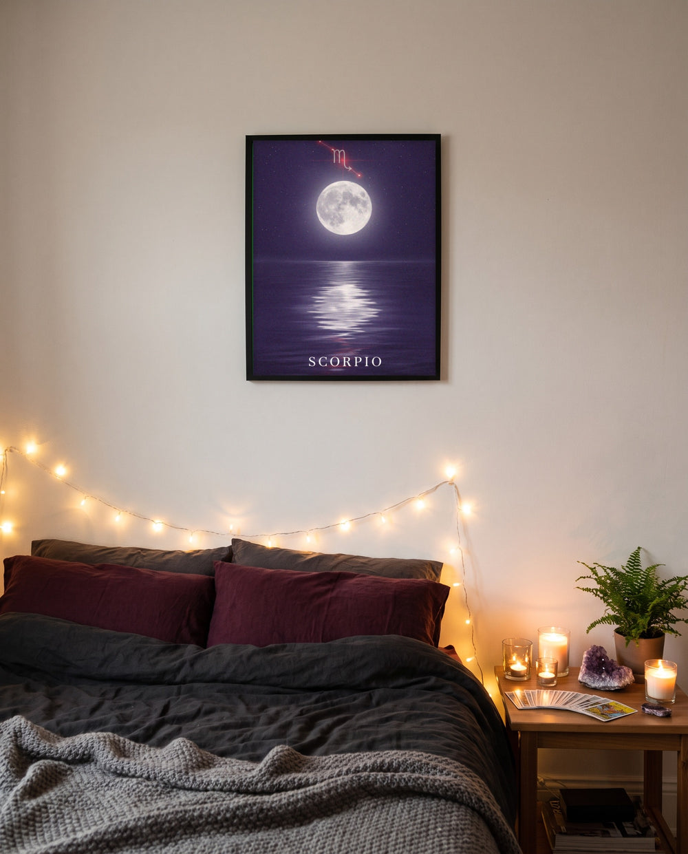 Scorpio Moonlit print shown framed on a wall