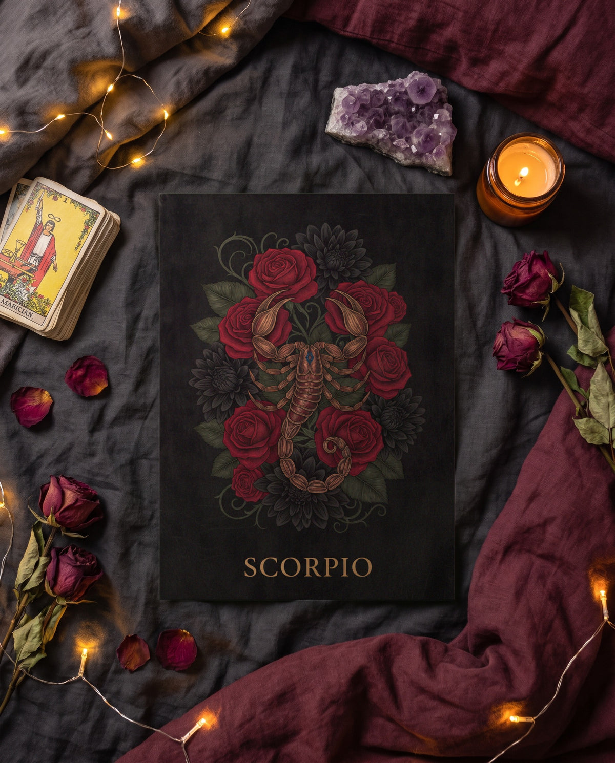 Scorpio Darkfloral print, unframed paper poster
