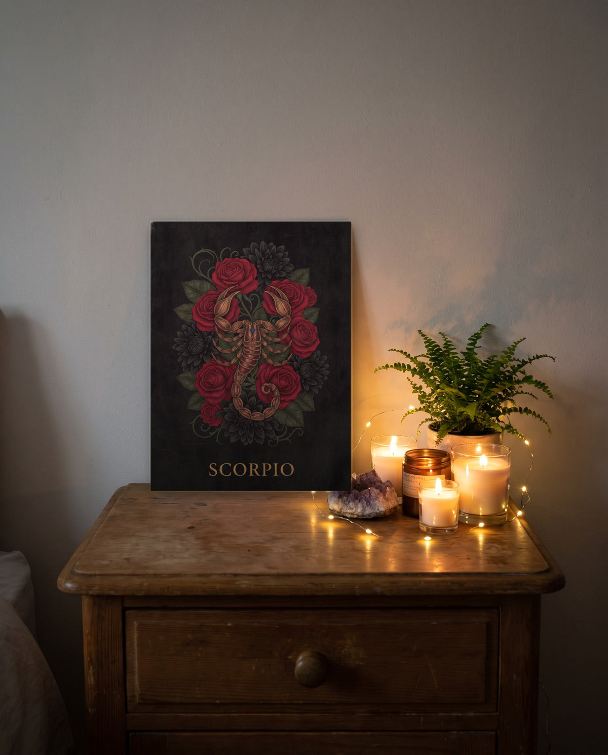 Scorpio Darkfloral print, unframed paper poster