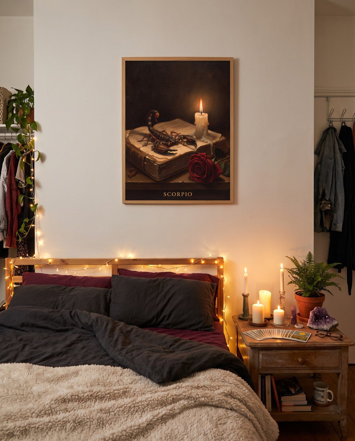 Scorpio Dark Romance print shown framed on a wall