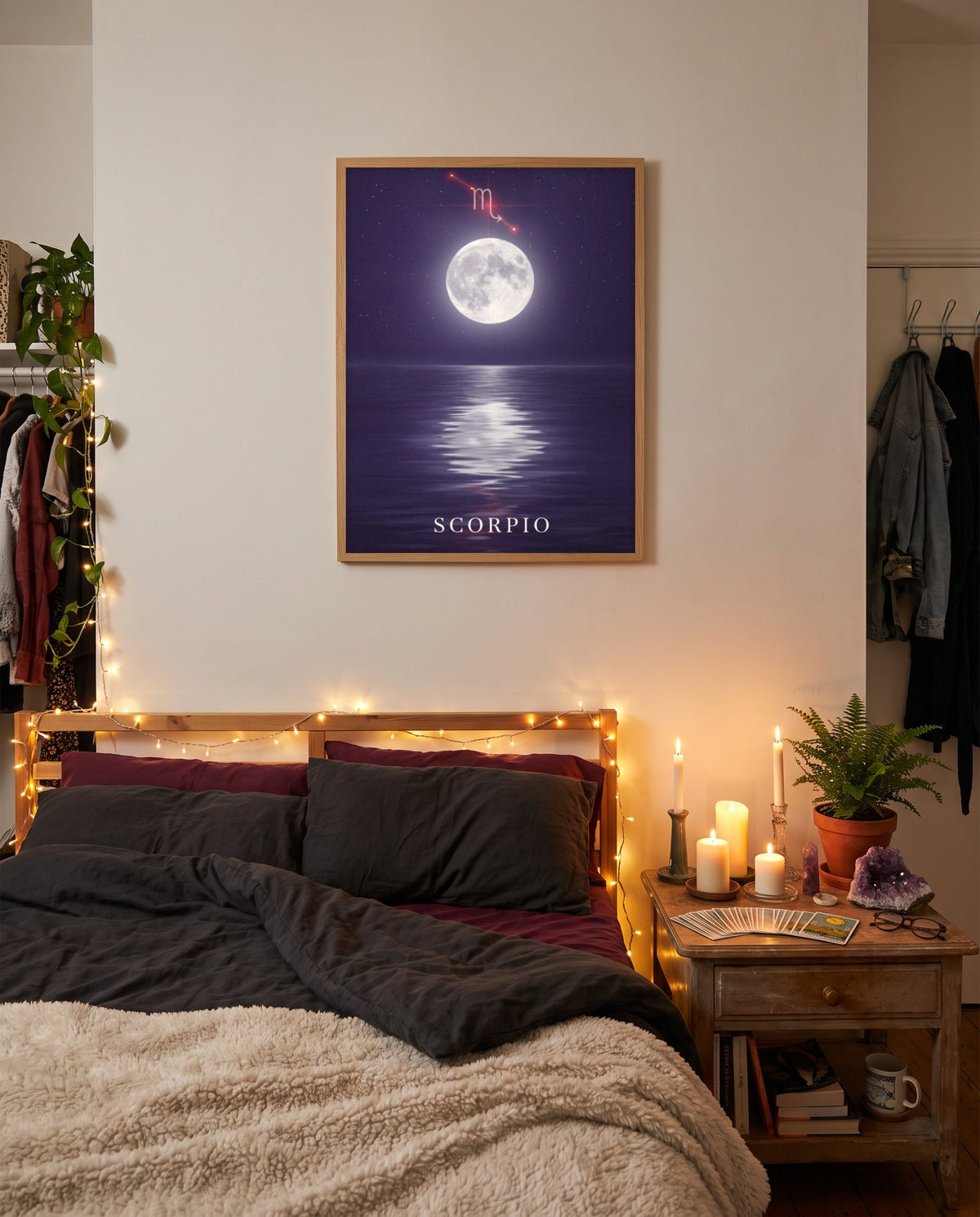 Scorpio Moonlit print shown framed on a wall